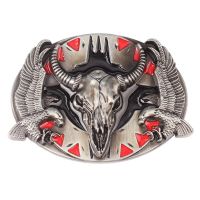 Bull Skull Eagle Vulture Belt Buckle Made Handmade Komponen Waistband untuk 3.8Cm 4Cm