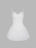 Cider Winter White Ballet Skirt Mini Dress เดรสสายเดี่ยวผู้หญิง เดรสแฟชั่นผญ มินิเดรส สไตล์เซ็กซี่