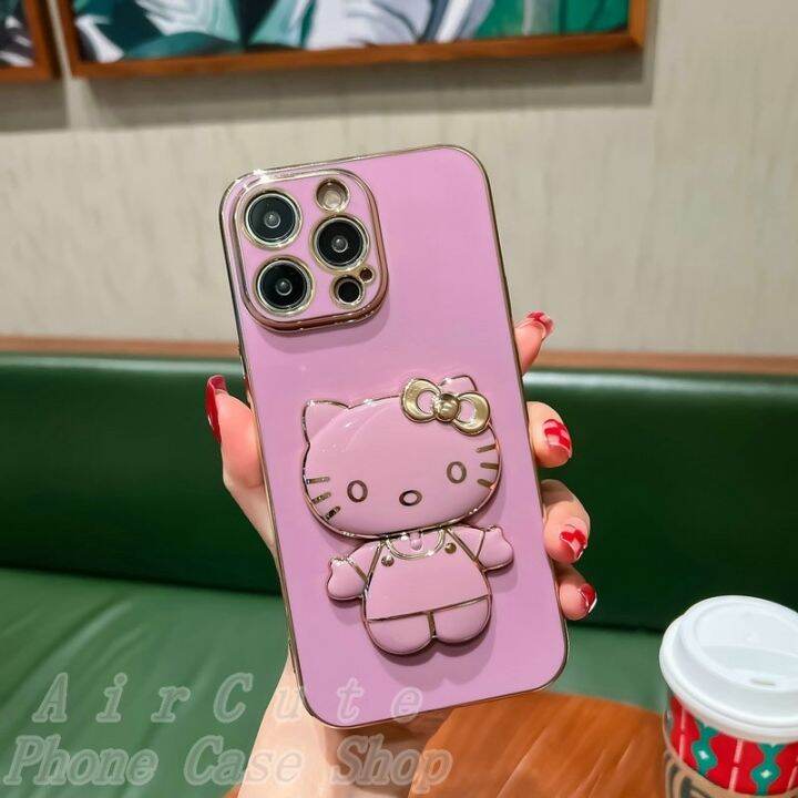 เคส-iphone-8-7-plus-14-13-12-11-pro-max-x-xr-xs-max-8plus-7plus-iphone8-iphone7-iphone14-iphone13-iphone12-iphone11-white-purple-green-plating-hello-kitty-cosmetic-mirror-stand-soft-case