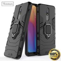 Thinmon สำหรับ Xiaomi Redmi 8 Redmi 8A,Litchi TPU และ Hard PC เกราะกันกระแทกแหวนที่วางแบบโลหะฝาครอบเคสใส่โทรศัพท์