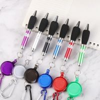 Creative 0.7mm Oily Refill Ballpoint with Carabiner Buckle Anti-Lost Pull-String BallPoint Metal Ball-Point Pen with Rope Ring