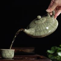 [GRANDNESS] New Hot Sale Crackle Glaze Ge Kiln Longquan Celadon Longquan Teapot 300ml Celadon Longquan Tea Set Longquan Tea Pot