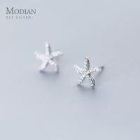 [Han ornaments] Modian น่ารักปลาดาวน้อยต่างหูสตั๊ดสำหรับผู้หญิงเงินแท้925เงาเพทายแต่งงานหมั้นชี้แจงเครื่องประดับ Fine