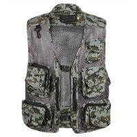 Plus Size Quick-Drying Camouflage Hunting Vests Polyester Mesh Fishing Life Vest Jacket Multi-Pocket Outdoor Photography Vest