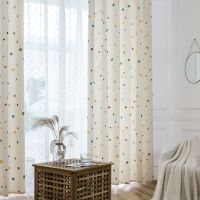 【YD】 Cartoon Color Dot Half-Shading Curtains Children Room Bedroom Curtain Tulle Custom