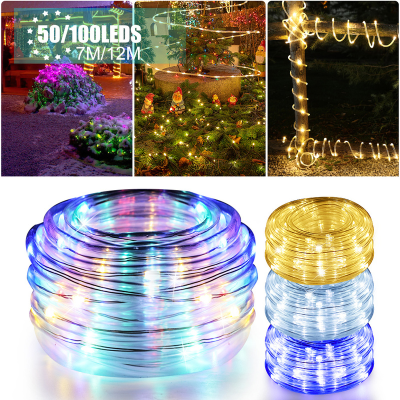 50100 LEDs Remote Control Outdoor Christmas Lighting USB Waterproof RGB Garden Decorative Garland Tube Rope String Lights
