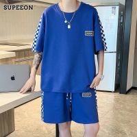 SUPEEON丨งามเสื้อสูทกีฬาคอกลมแขนสั้นของผู้ชายชุดลำลองแบบใหม่ชุดเสื้อผ้าลำลอง