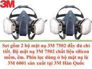 Bộ 2 Cái Mặt Nạ Lọc 7502 Bảo Hộ Phòng Độc Chống Khói Và 4 Phin Lọc 6001 Xám