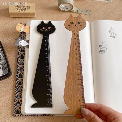 ✽❈ 15cm Lovely Cat Straight Ruler Cartoon Wooden Painting Measuring Tools Student Stationery Office School Supplies Gifts Bookmark
