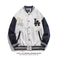 Embroidered hit color baseball uniform jacket mens new solid color loose casual fashion all-match retro tooling pilot clothes