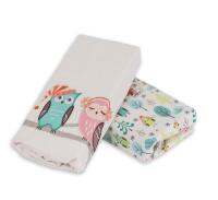 toTs - 140304 Owl Sateen Fitted sheet GN - 2pp ชุดผ้าปูเตียง 2 ชิ้น ลายนกฮูก