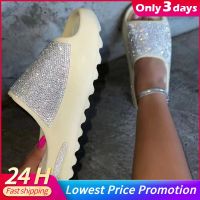 Eva Women Slides Fashion Platform Rhinestone Decor Slide Flat Sandals Outdoor Non-Slip Beach Sandals 2023 Summer Women Slippers