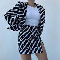 Womens black and white colours suit new female fall short skirt of tall waist two-piece outfit