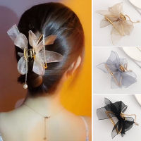 แฟชั่นโลหะปูคลิปผมสำหรับผู้หญิงผ้าไหม Bowknot กิ๊บหนีบผม Elegant Geometric Hollow Hairpin Hairgrips ผมอุปกรณ์เสริม