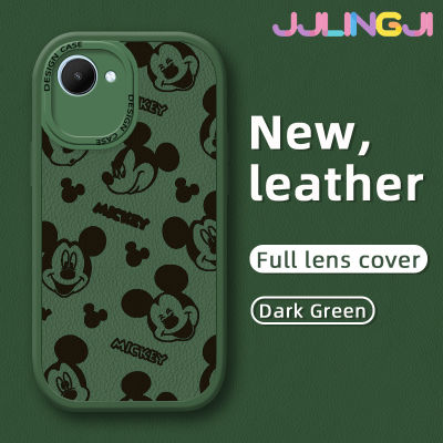 Jlingji เคสสำหรับ Realme C30 C30s Narzo 50i Prime เคสกระแสแฟชั่นลายมิกกี้เมาส์ใหม่โทรศัพท์ดีไซน์ด้านข้างดีไซน์ใหม่หนังฝาครอบ Lensa Kontak กล้องบางป้องกันเคสกันกระแทก