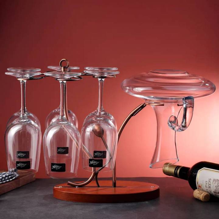 ที่วางแก้วไวน์-ที่แขวนแก้วไวน์-6ใบมีที่แขวนเหยือกไวน์-ที่วางแก้วไวน์-ที่เก็บแก้วไวน์-พร้อมจัดส่ง