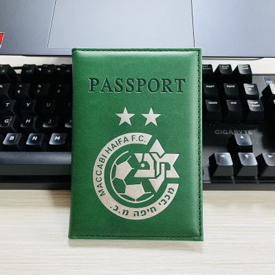 [LWF HOT]☞ PU Leather Maccabi Haifa Passport Case MHFC Travel Passport Cover Holder for Decor