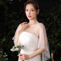 【YF】卐  Wedding Wrap Capes Soft Tulle Shawls and with Beads Bridesmaid Capelet Shrug for Formal Evening