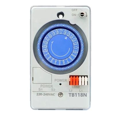 Mechanical Timer Switch Waterproof Mechanical Timer Switch 100-240VAC 50-60Hz TB118N with Transparent Plastic Protective Cover Battery