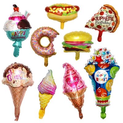 16 Inch Mini Ice Cream Pizza Hot Dog Donut Food Aluminum Film Balloon Birthday Foil Balloons Party Decorations