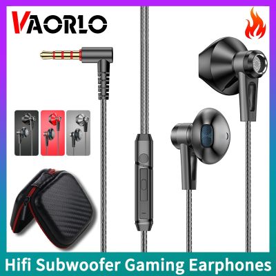 Hifi Subwoofer Gaming Earphones 3.5mm AUX L-Bending Jack Sport K Song Live Music Wired Earbuds With Mic Noise Cancelling Headset