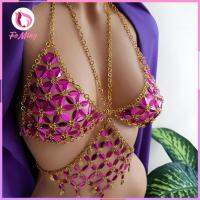 FoMing Bra Chain บิกินี่เชือกผูกสำหรับผู้หญิง Sequin Tassel ชายหาดฤดูร้อน