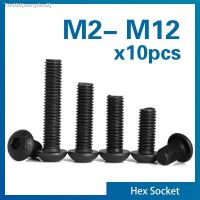 ☼✓ 10 pcs/lot Hex Screw M2 M2.5 M3 M4 M5 M6 M8 M10 Black Button Head Hex Socket Cap Screw Hexagon Socket Round Head Screws