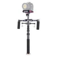 YELANGU S300 4 In 1 Multifunctional Rig + Dual Handheld Shoulder Rig + Monopod + Stabilizer สำหรับกล้อง/กล้อง SLR,ช่วงความสูง: 63ซม.-170ซม. (สีดำ)