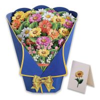 Flowers Bouquet Pop-Up Cards 3D Paper Flowers Bouquet with Note Card and Envelope Valentines Day Greeting Card