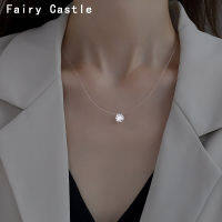 【Fairy Castle】สร้อยคอแฟชั่นคริสตัลสายที่มองไม่เห็นเพทายไหปลาร้าโซ่อุปกรณ์เสริมผู้หญิง