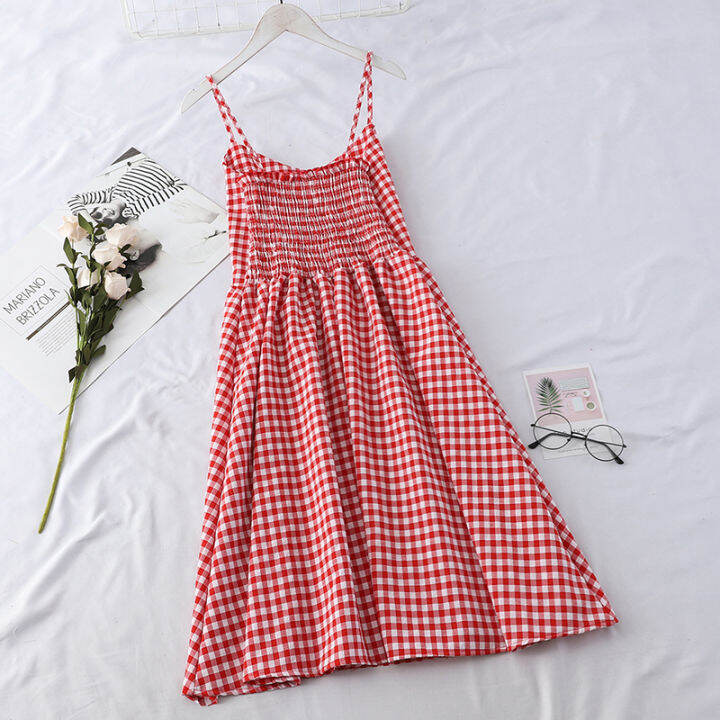 pearl-diary-women-checked-cami-dress-v-neck-high-waist-spaghetti-strap-midi-plaid-princess-dress-vintage-korean-style-sleeveless