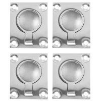 4pcs 48 x 38mm Boat Locker Hatch Latch Cabinet Flush Mount Ring Pull Handle Marine Surfing Hardware 316 Stainless Steel