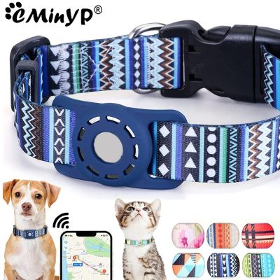☬☌☁ For Apple Air Tag Dog Collar Holder Print Protective Airtag Case for Pets Dog Cat Collar GPS Anti-lost Trackers Case Adjustable