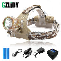 Camouflage Led Headlamp Waterproof T6 LED Headlight led Head Lamp Lantern Lamp Camping Hiking Fishing Light use 18650 battery