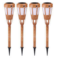 4pcs LED Solar Light Simulation Bamboo Flame Flickering Torch Lamp Outdoor Garden Pathway Waterproof Lawn Stakes Outdoor Light