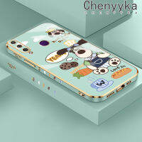 Chenyyka เคสสำหรับ Huawei Y6P ลายการ์ตูนสุนัขคุกกี้เคสซิลิโคนชุบดีไซน์ใหม่ด้านข้างเคสโทรศัพท์ฝาปิดเลนส์เต็มกันกระแทกกล้องกล่องกันกระแทกแบบนิ่ม