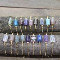 hotx【DT】 Faceted Gold Chains Adjustable Amethysts Labradorite Apatite Jewelry QC2001