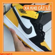 Giày Thể Thao Nam Nữ Sneaker Air Jordan 1 Cổ Cao Vàng Trắng Đen Full Box +