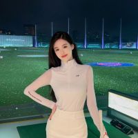 2023 Spring Summer New Style Golf Womens White Long-Sleeved T-Shirt Stand-Up Collar Top Sports Anti-Exposure Half-