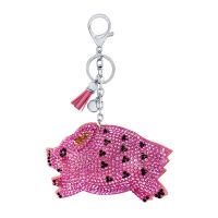 New Korean flannel rhinestone piglet cute keychain pendant fresh tassel animal pendant car bag accessories