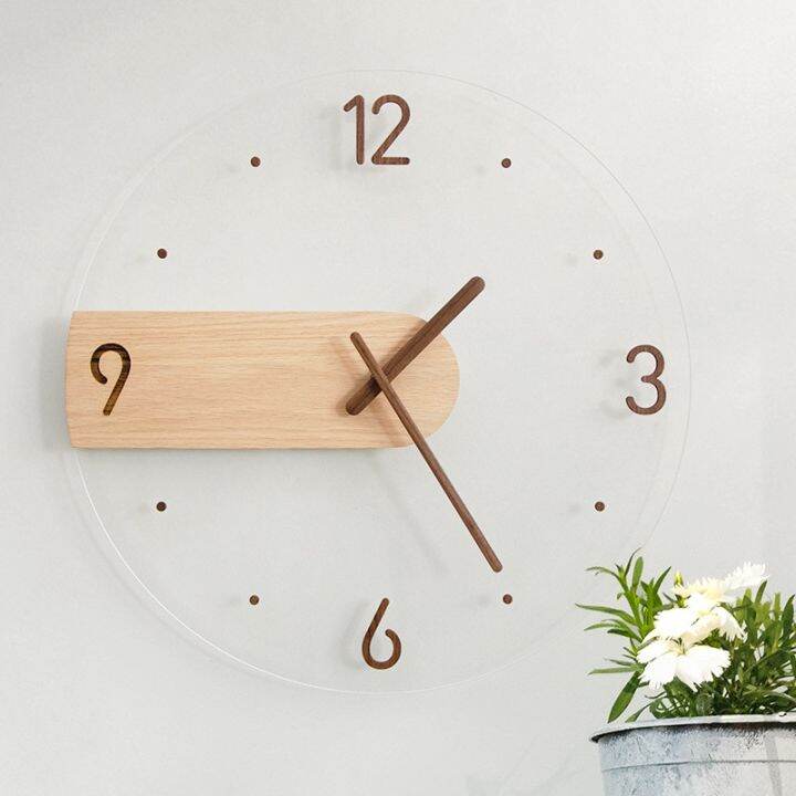 16-inch-simple-nordic-wall-clock-creative-solid-wood-acrylic-glass-home-living-room-wall-clock-decorative-clock-wall-clock-40cm-พร้อมส่ง-ส่งจากร้าน-malcolm-store-กรุงเทพฯ