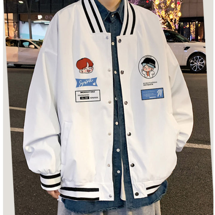 orfilas-เสื้อแจ็คเก็ตพิมพ์ลายการ์ตูนเกาหลีสำหรับผู้ชาย-ชุดเบสบอล-เสื้อแจ็คเก็ตหลวม-presale