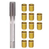 12Pcs M14X1.25 Thread Inserts And M16X1.25 Thread Tap Set High Speed Steel Tap Stainless Steel Thread Insert Thread Repair Tool