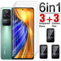 ✁﹍☽ 6 in 1 Tempered Glass For Xiaomi Poco F4 Full Cover Screen Protector Lens Film For Xiomi Xiami Poco F4 PocoF4 Protective Glass