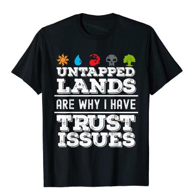 Untapped Lands Trust Issues เสื้อยืดคอกลมแขนลำลองขาสั้นพิมพ์ลายแฟชั่น100%