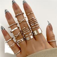 【YF】 Silver Color Twist Cross Rings Set For Women Girls Multipiece Punk Black Minimalism Ring Fashion 2023 Jewelry Trendy Gifts Party