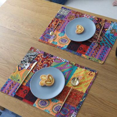 เสื่อปูสไตล์โบฮีเมียนผ้าปูรองแผ่นรองฉนวนโต๊ะหนาผ้าปูโต๊ะฝ้ายลินินกันลวก32X4ผ้าปูโต๊ะอาหาร5ซม.
