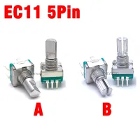 สวิตช์รหัสตัวเข้ารหัสหมุน EC11 2ชิ้นสวิตช์พร้อมปุ่มกด30ตำแหน่ง5Pin ก้านพลัม15มม. 20มม. เพลาครึ่ง