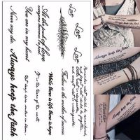 hot！【DT】♨  Temporary English Word Stickers Letters Feather Tattoos  Men