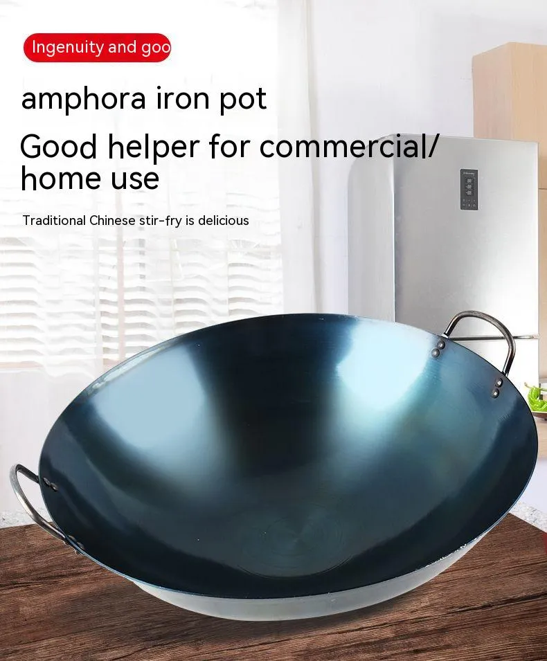 PE Round Iron Chinese Wok, Size: 34,36 & 38 CM